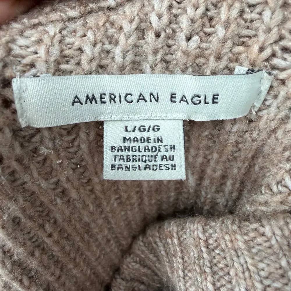 American Eagle Cable-Knit Waffle-Knit Cropped Pullover Sweater Sz Large